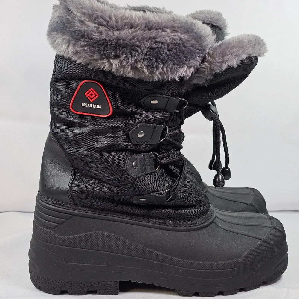 Dream Pairs Womens 6 Black Thinsulate Winter Snow Boots Fur Lined Waterproof New